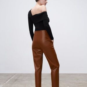 Zara faux leather Brown Straight Leg Pants